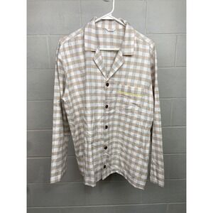Eberjey Pajama Top Button Down Long Sleeve Plaid Sleep Shirt Relaxed Fit Flannel